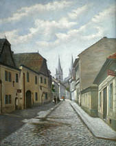 A street in Czech town Vysoke Myto with Smekals  bakery